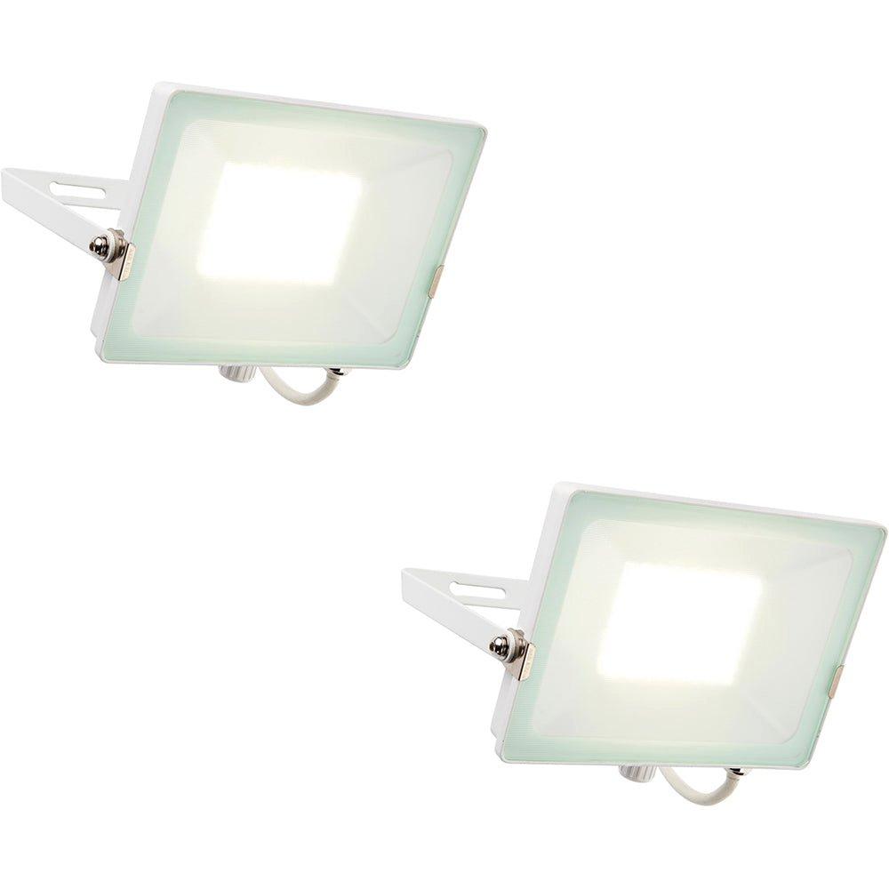 2 PACK Outdoor Waterproof LED Floodlight - 50W Cool White LED - Matt White