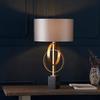 Loops Antique Gold Table Lamp & Mink Satin Shade - Black Marble Base Desk Light thumbnail 4