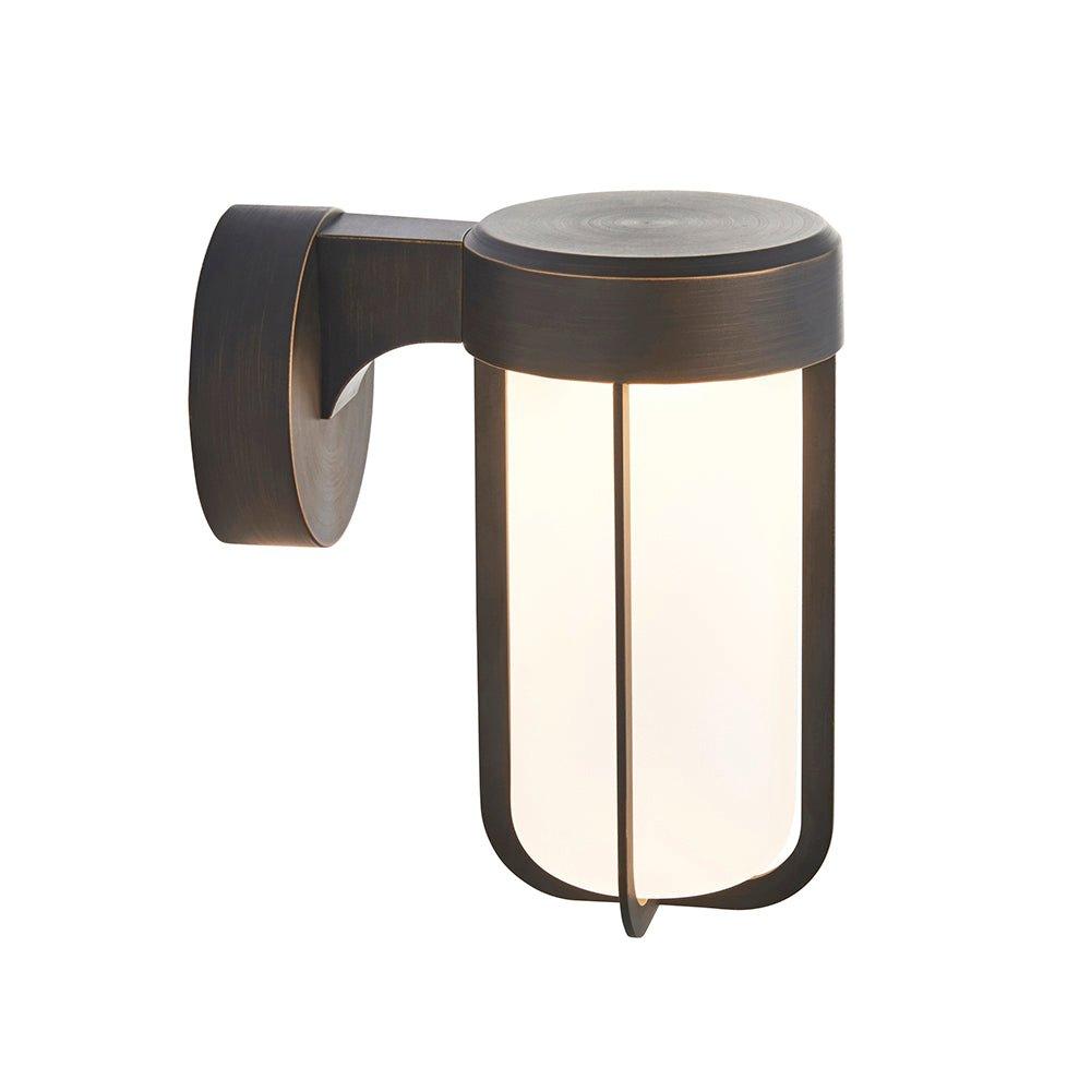 Brushed Bronze Outdoor Wall Light & Frosted Glass Shade IP44 Rated 8W LED Module