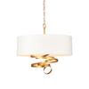Loops Gold Leaf Ribbon Ceiling Pendant Light & Ivory Shade 3 Bulb Hanging Lamp Fitting thumbnail 1