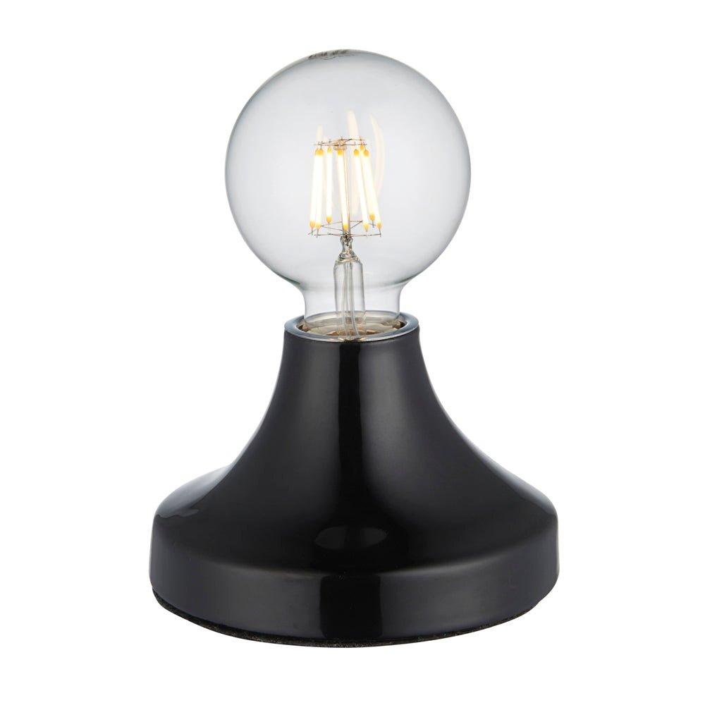 Gloss Black Ceramic Table Lamp Light Fitting - Minimalistic Bulb Holder Design