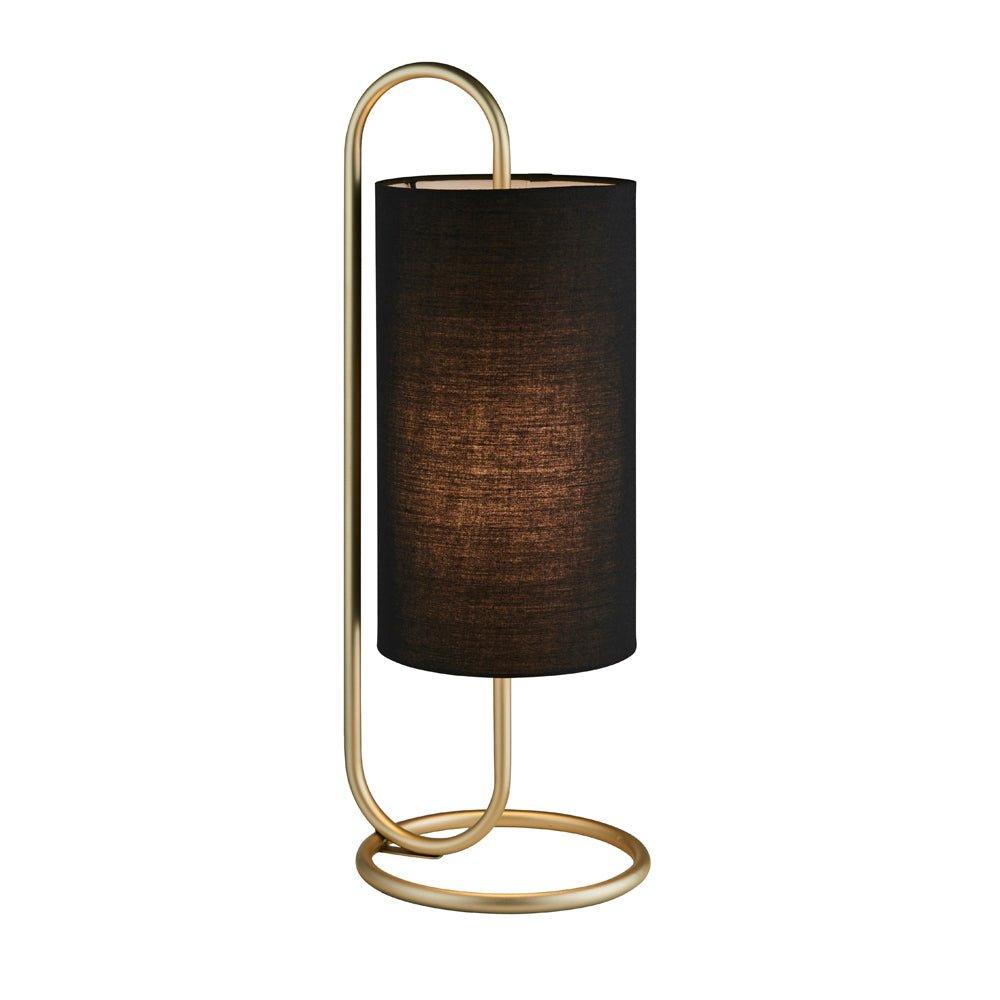 Modern Antique Brass Oval Table Lamp Desk Light & Black Fabric Cylinder Shade