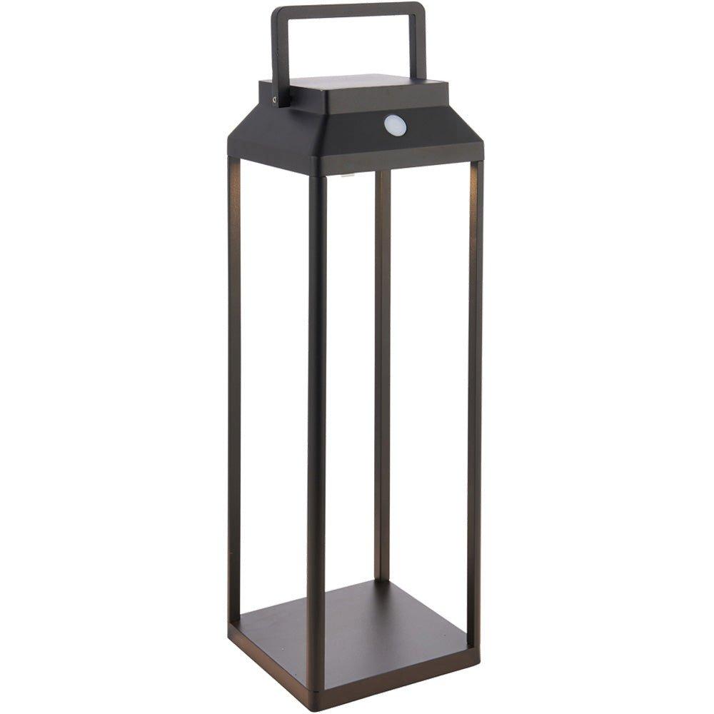 450mm Solar Powered Outdoor Table Lamp - Warm White LED - Textured Black
