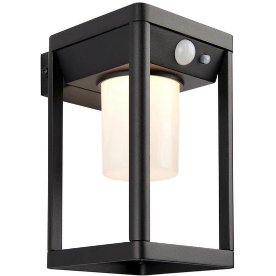 Loops Modern Solar Powered Wall Light with PIR & Photocell - Textured Black Finish 1