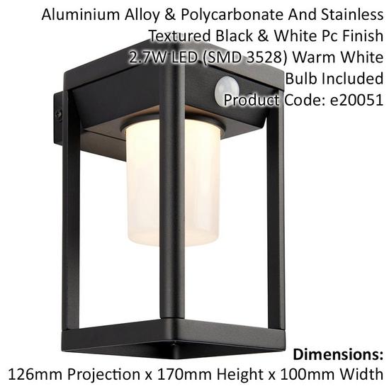 Loops Modern Solar Powered Wall Light with PIR & Photocell - Textured Black Finish 2