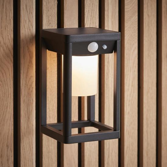 Loops Modern Solar Powered Wall Light with PIR & Photocell - Textured Black Finish 4