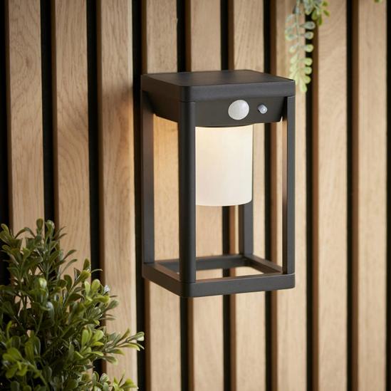 Loops Modern Solar Powered Wall Light with PIR & Photocell - Textured Black Finish 5