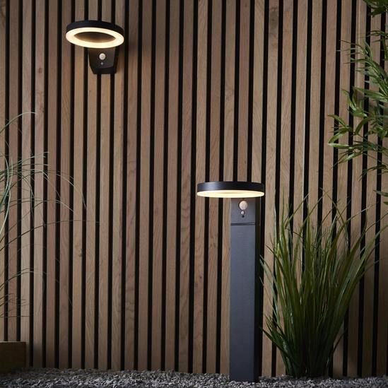 Loops Solar Powered Outdoor Wall Light Photocell & PIR Textured Black & White Diffuser 4