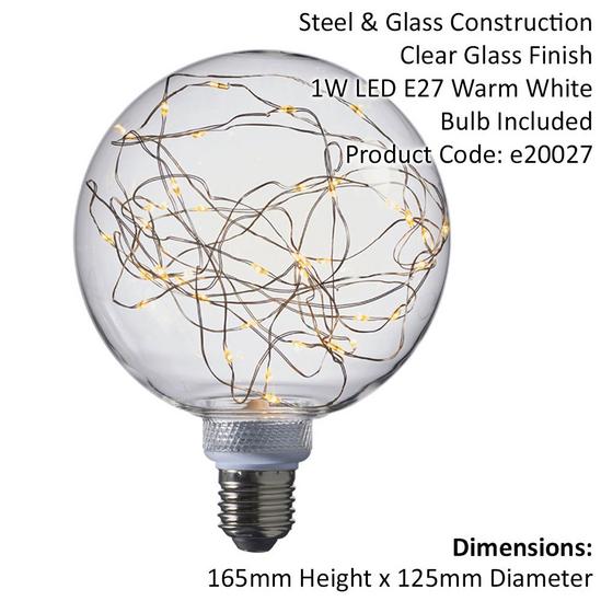 Loops 1W E27 Globe LED Lamp - Mini String LED Lights - Clear Glass Light Bulb 2