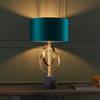 Loops 2 PACK Antique Gold Table Lamp & Teal Satin Shade - Black Marble Base Desk Light thumbnail 3