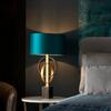 Loops 2 PACK Antique Gold Table Lamp & Teal Satin Shade - Black Marble Base Desk Light thumbnail 4