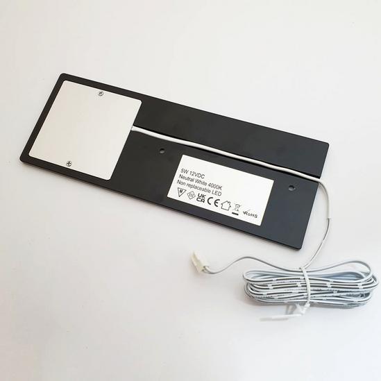 Loops 4x MATT BLACK Ultra-Slim Rectangle Under Cabinet Kitchen Light & Driver Kit - Natural White LED 3