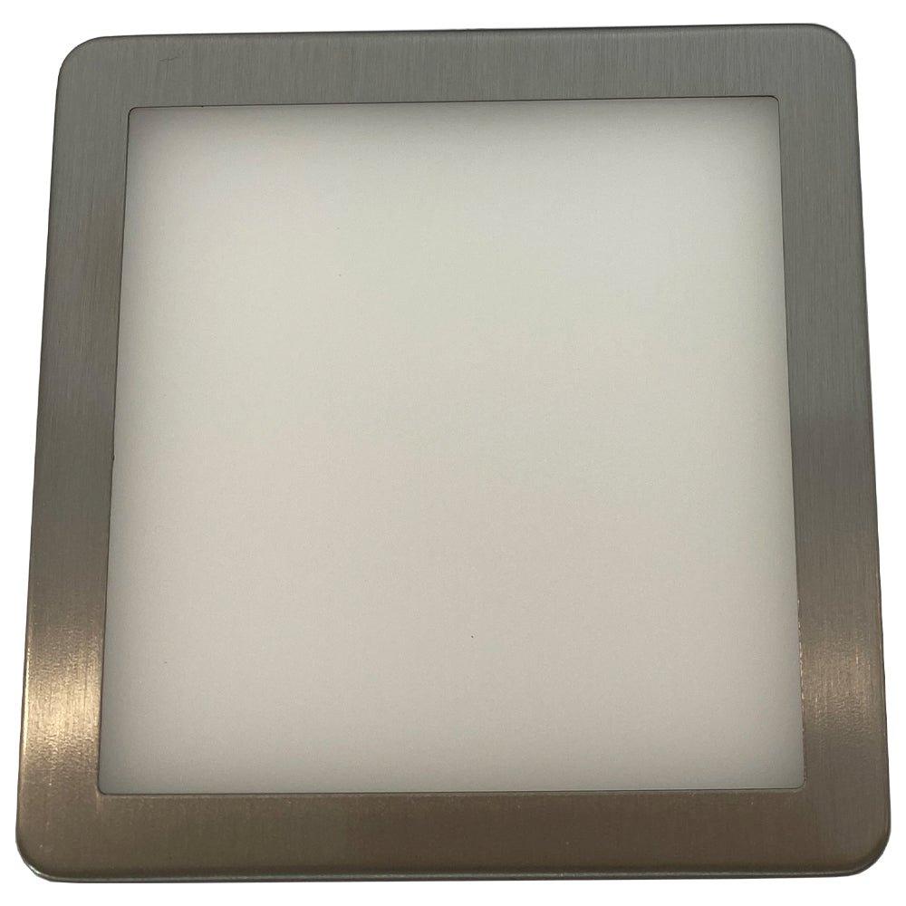 1X Brushed Nickel Ultra-Slim Square Under Cabinet Kitchen Light & Driver Kit - Natural White Diffused Led