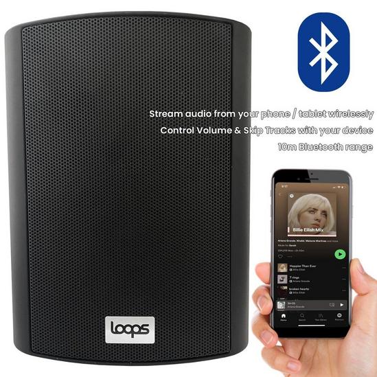 Loops Outdoor Rated Active Bluetooth Wall Speakers - 120W 5.25â€ IP56 - Black Wireless 2