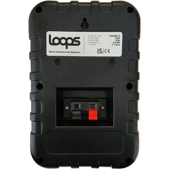 Loops 80W Mini WiFi Stereo Amplifier & 4x 70W Black Wall Mounted Speaker Audio System 5