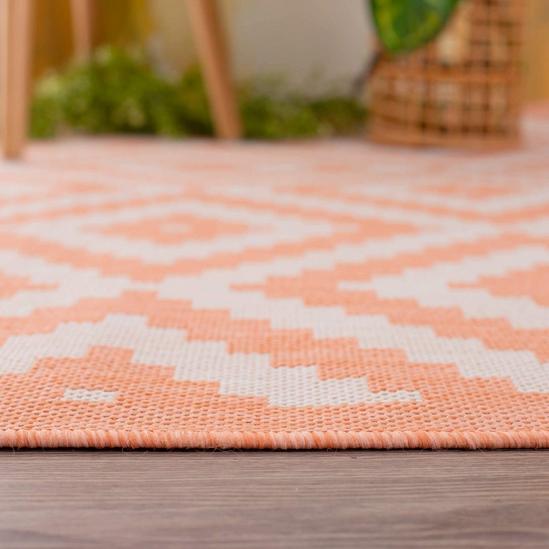THE RUGS DIAMOND DESIGN ORANGE Outdoor & Indoor Rug for Garden Patio | Durable Weather-Proof Stain Resistant UV-Protected Jet-Washable Outdoor Rug| Ecology  100OR 5
