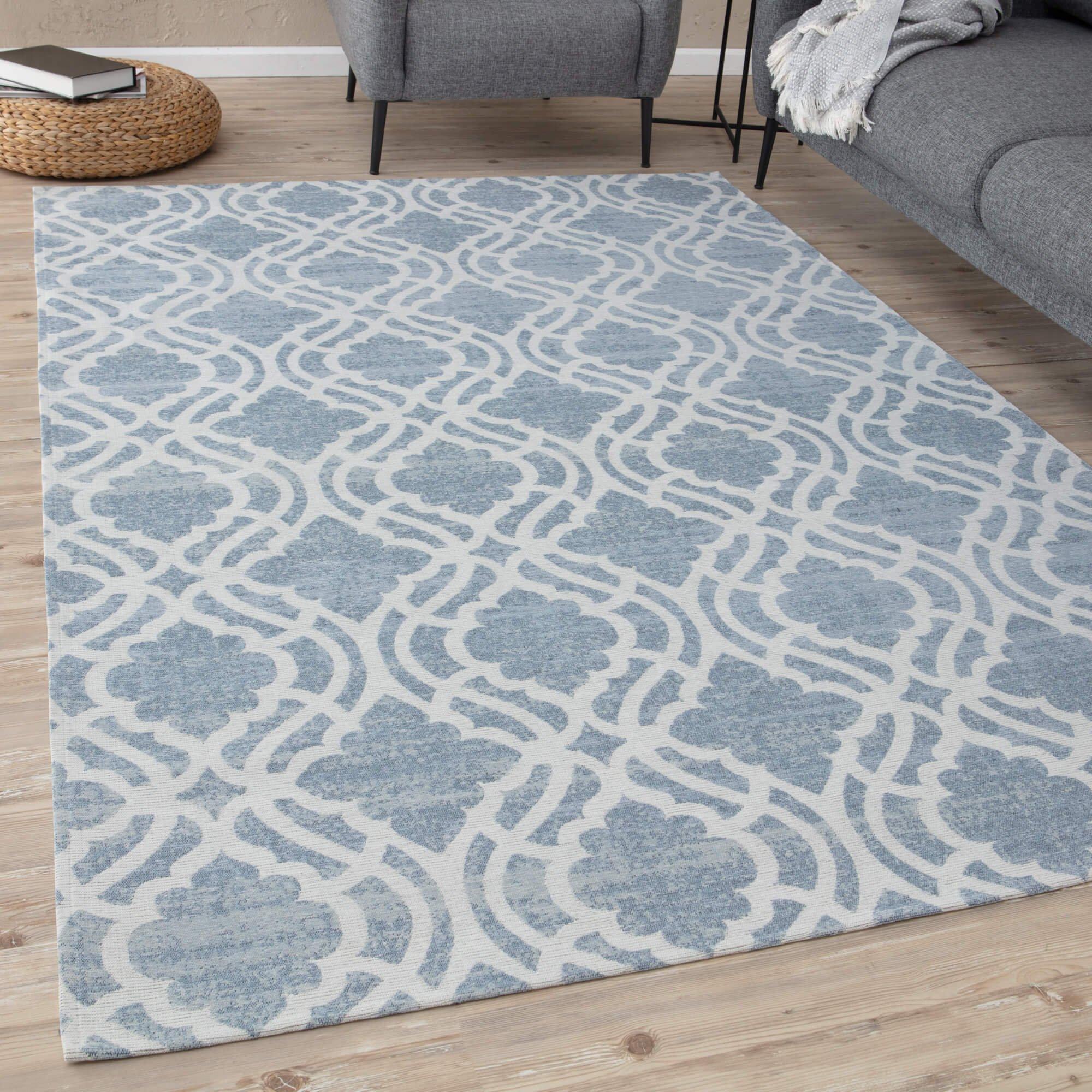 Carina Collection Modern Washable Rugs in Blue - 6903