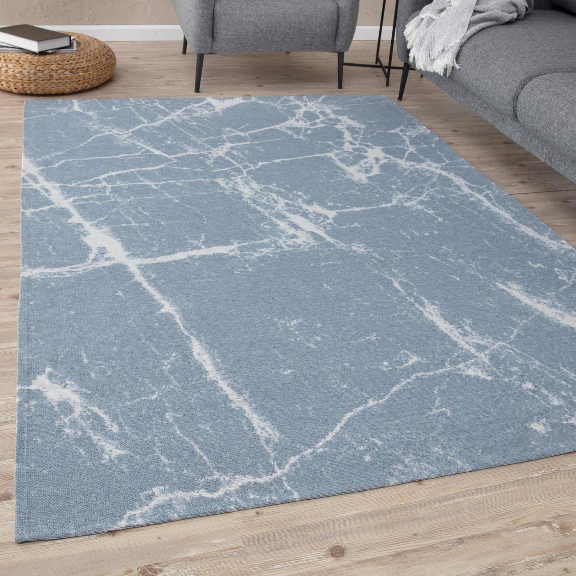Carina Collection Modern Washable Rugs in Blue - 6955