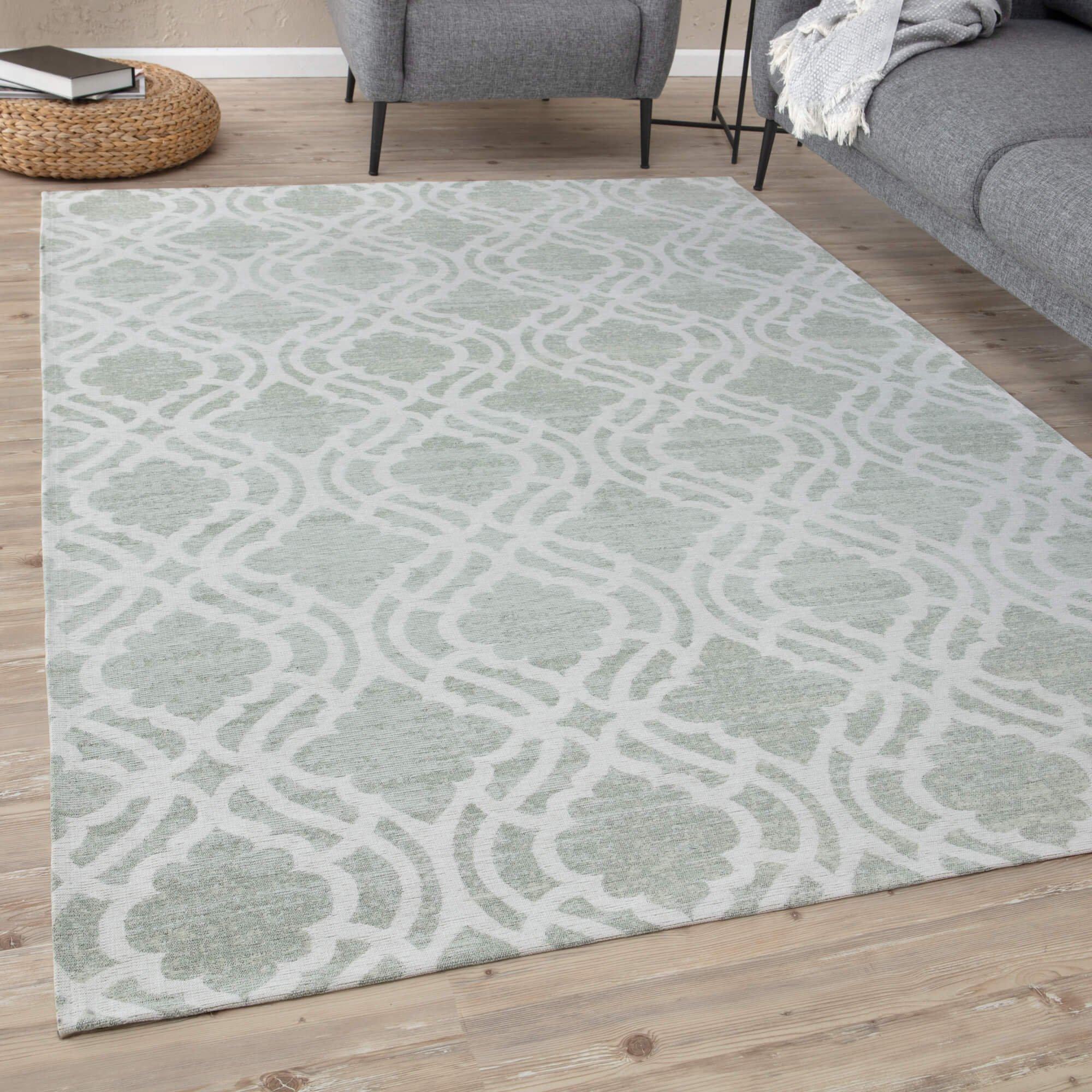 Carina Collection Modern Washable Rugs in Green - 6900G