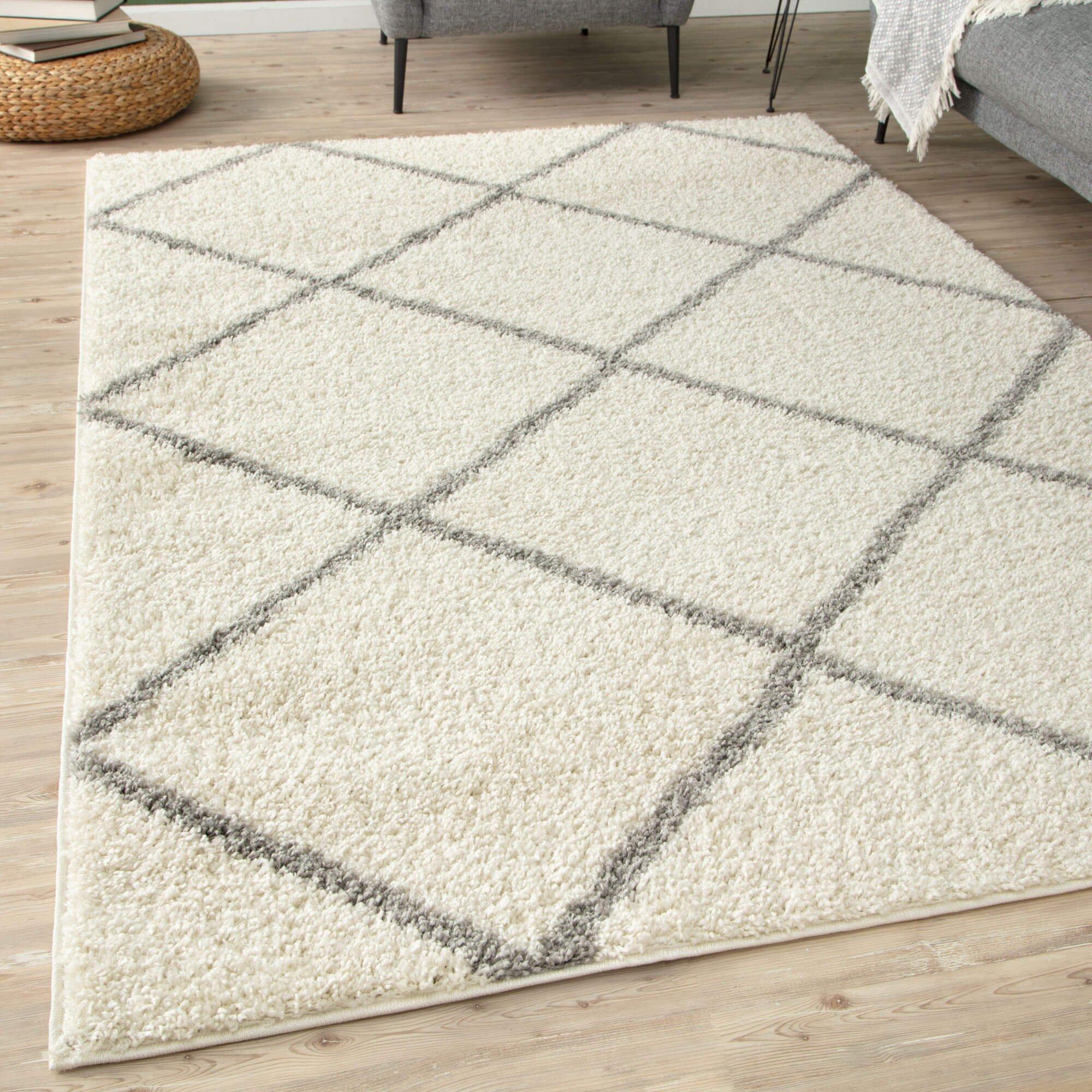 Myshaggy Collection Rugs Diamond Design in Ivory - 383 IG