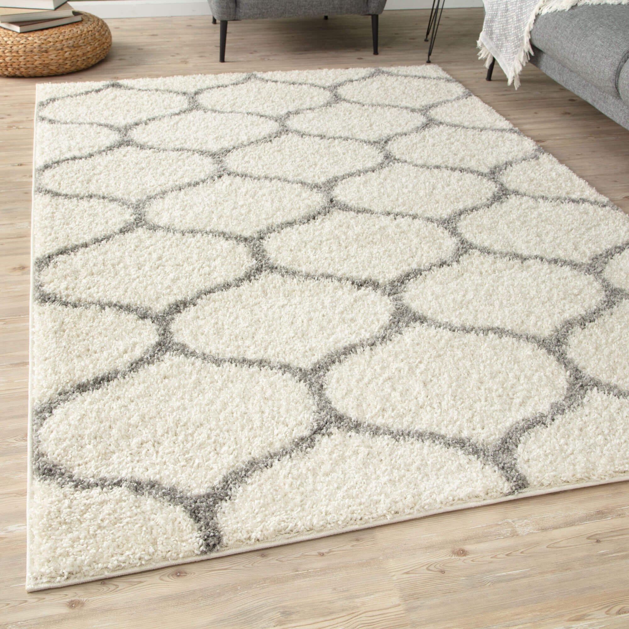 Myshaggy Collection Rugs Trellis Design in Ivory- 384 IG