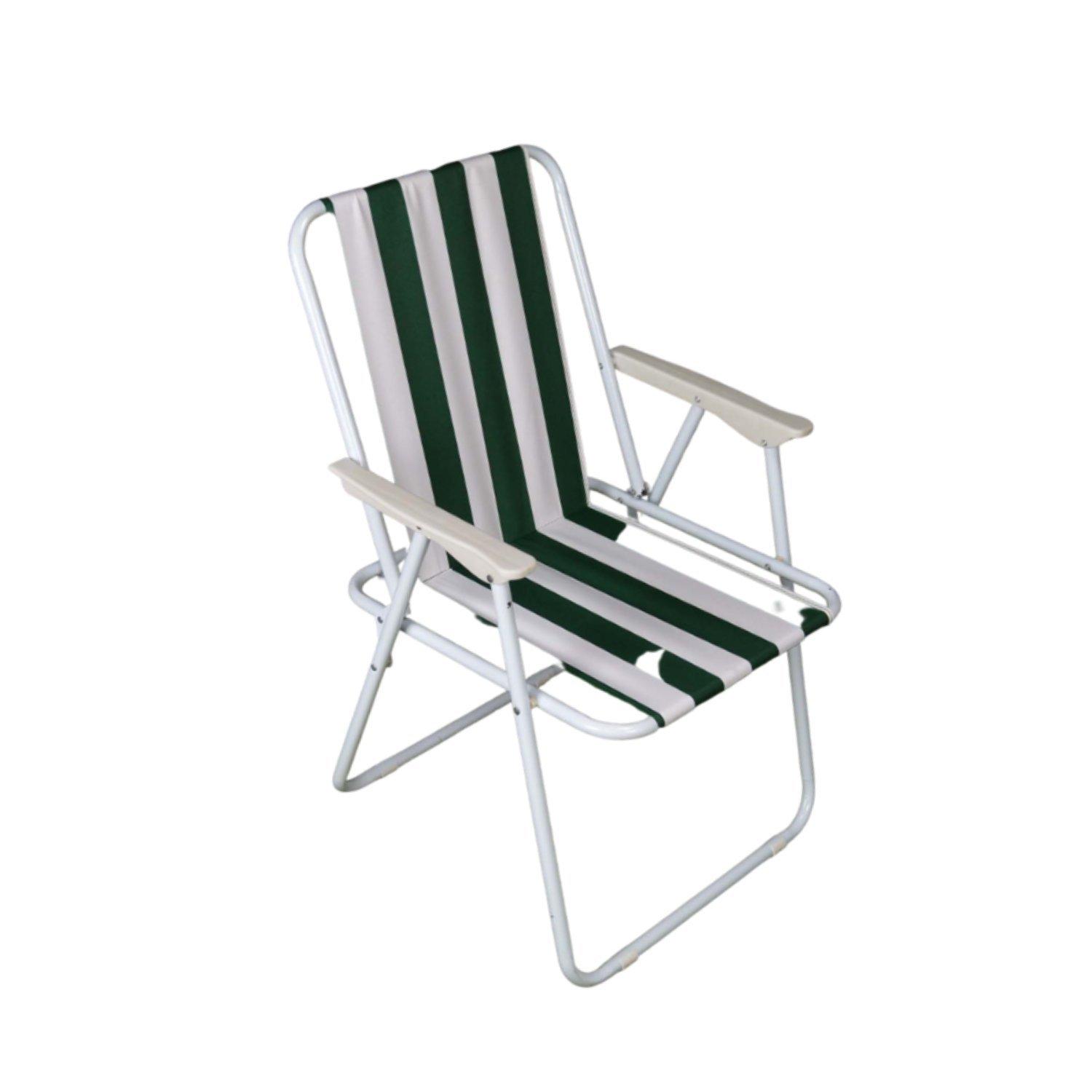 Photos - Outdoor Furniture Folding Camping / Picnic Chair in Green and White Garden Patio