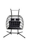 Samuel Alexander Samuel Alexander Grey Luxury 2 Seater Double Hanging Egg Chair Garden Outdoor Swing Folding With Cushions and Cover thumbnail 1