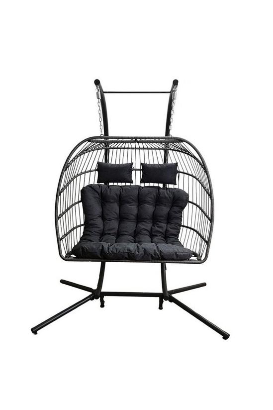 Samuel Alexander Samuel Alexander Grey Luxury 2 Seater Double Hanging Egg Chair Garden Outdoor Swing Folding With Cushions and Cover 1