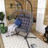 Samuel Alexander Samuel Alexander Grey Luxury 2 Seater Double Hanging Egg Chair Garden Outdoor Swing Folding With Cushions and Cover thumbnail 2