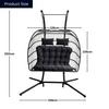 Samuel Alexander Samuel Alexander Grey Luxury 2 Seater Double Hanging Egg Chair Garden Outdoor Swing Folding With Cushions and Cover thumbnail 6