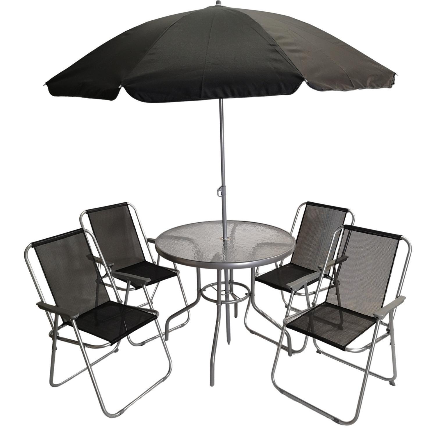 Samuel Alexander 4 Seater Garden Table And Chairs Set 4 Folding Chairs Outdoor Glass Table Garden Di