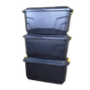 Samuel Alexander 3 x 75L Heavy Duty Trunks on Wheels Sturdy, Lockable, Stackable and Nestable Design Storage Chest with Clips in Black thumbnail 1