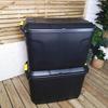 Samuel Alexander 2 x 110L Heavy Duty Trunk on Wheels Sturdy, Lockable, Stackable and Nestable Design Storage Chest with Clips in Black thumbnail 3