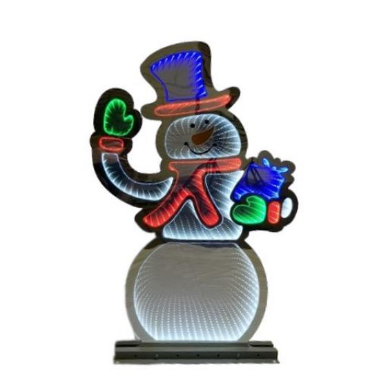 Samuel Alexander 76cm LED Ice White Infinity Standing Snowman Christmas Decoration with Metal Base 3