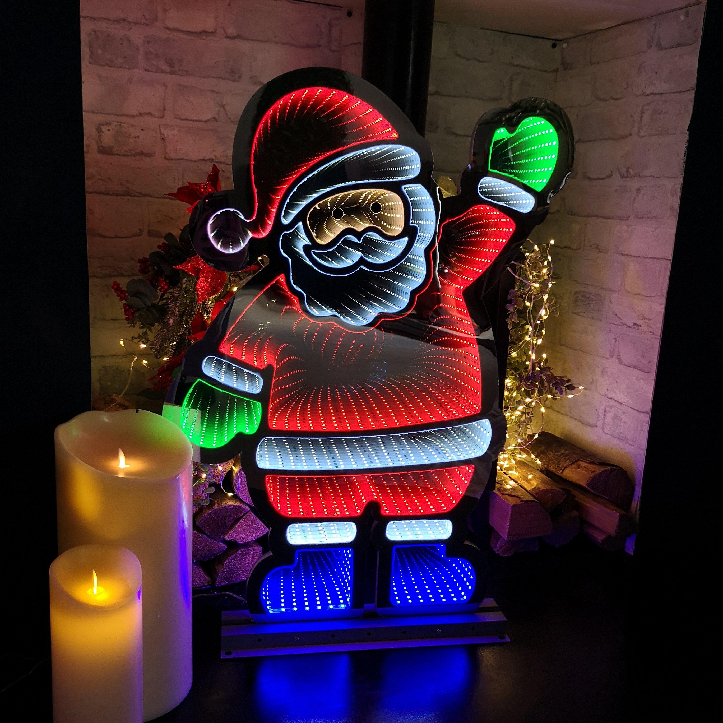 74cm LED Infinity Christmas Light Standing Santa Decoration with Metal Base