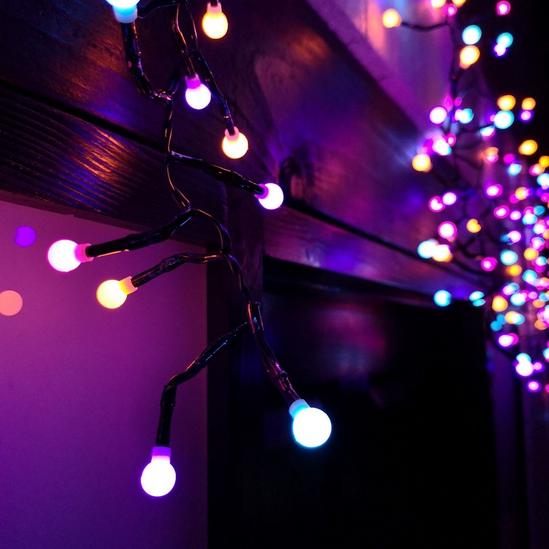 Samuel Alexander 4.8m Multi Function LED Cluster Curtain Lights Christmas Decorations with Timer in Rainbow 4