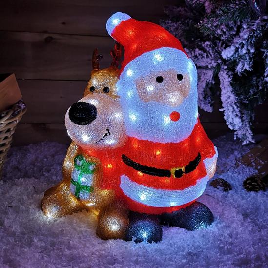 Samuel Alexander 40cm Indoor Outdoor Acrylic LED Santa Claus & Reindeer Christmas Decoration 1