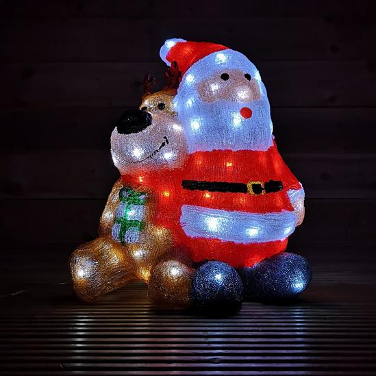 Samuel Alexander 40cm Indoor Outdoor Acrylic LED Santa Claus & Reindeer Christmas Decoration 2