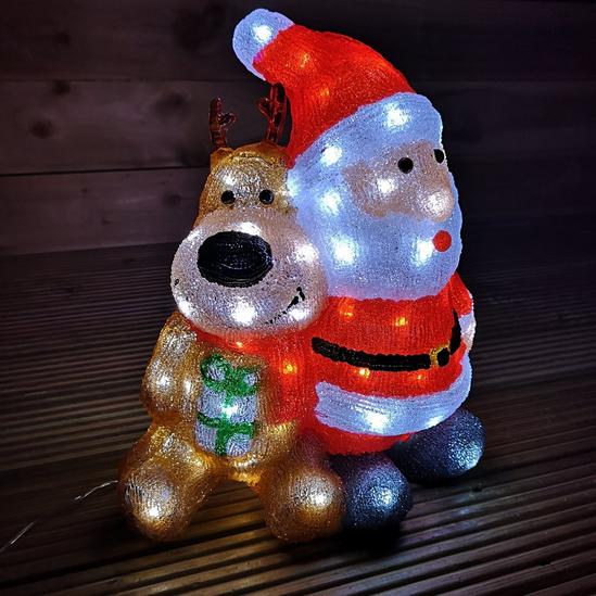 Samuel Alexander 40cm Indoor Outdoor Acrylic LED Santa Claus & Reindeer Christmas Decoration 4