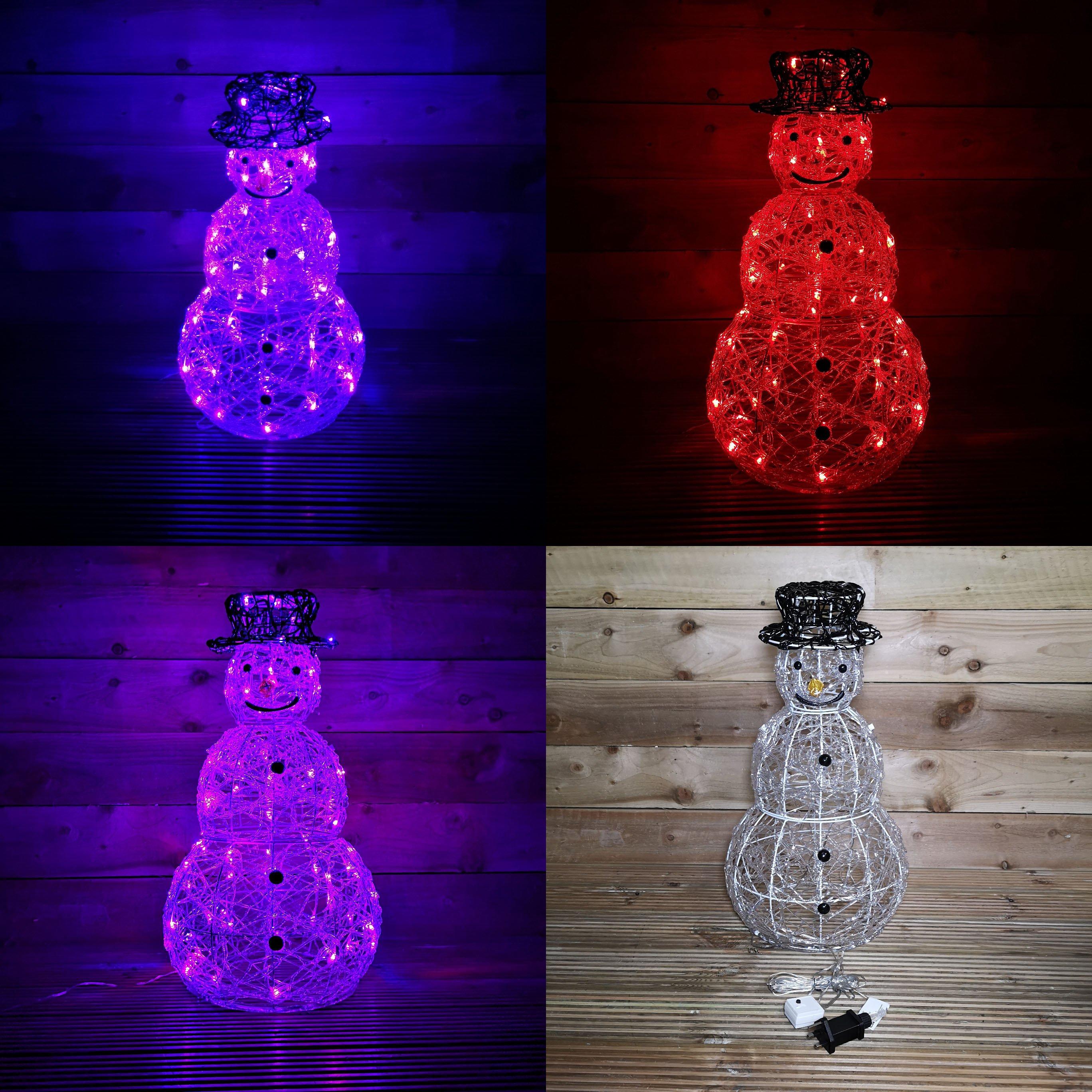 60cm Indoor Outdoor Acrylic Snowman Christmas Decoration with Colour Changing LED