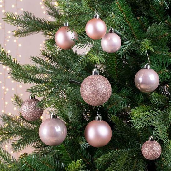 Samuel Alexander 30pcs Assorted Shatterproof Baubles Christmas Decoration in Blush Pink 1