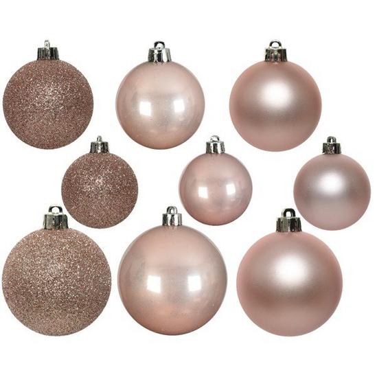 Samuel Alexander 30pcs Assorted Shatterproof Baubles Christmas Decoration in Blush Pink 2