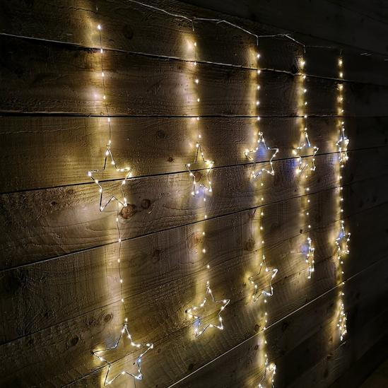 Samuel Alexander 1.3 x 1.2m Premier Christmas Flashing Star LED Curtain Lights in White Mix 1