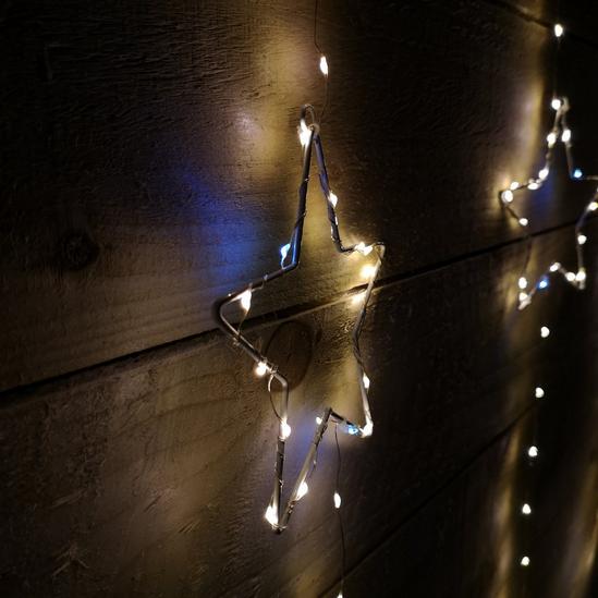 Samuel Alexander 1.3 x 1.2m Premier Christmas Flashing Star LED Curtain Lights in White Mix 2