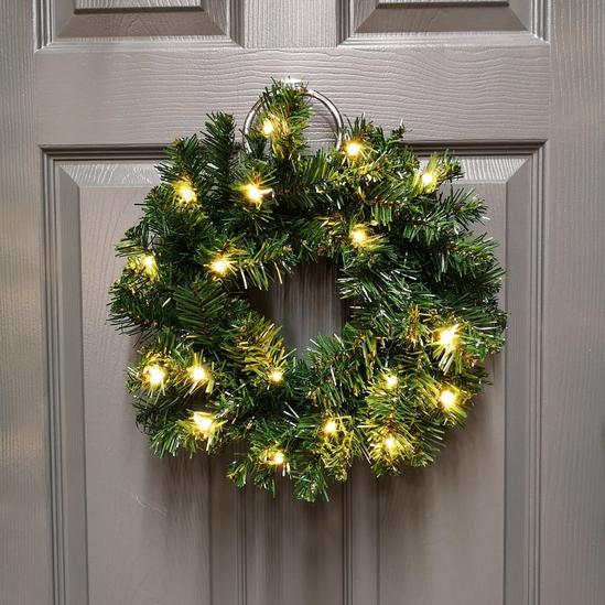 Samuel Alexander Set of 4 Green Pre Lit Warm White Christmas Outdoor Rovinj Pine Door Set Tree Wreath Garland 2