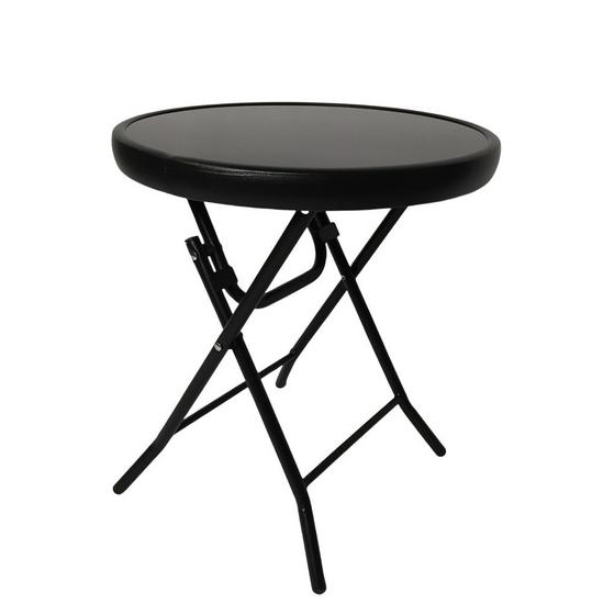 Samuel Alexander H46 x ⌀40cm Round Black Glass Folding Garden Furniture Side Table 2