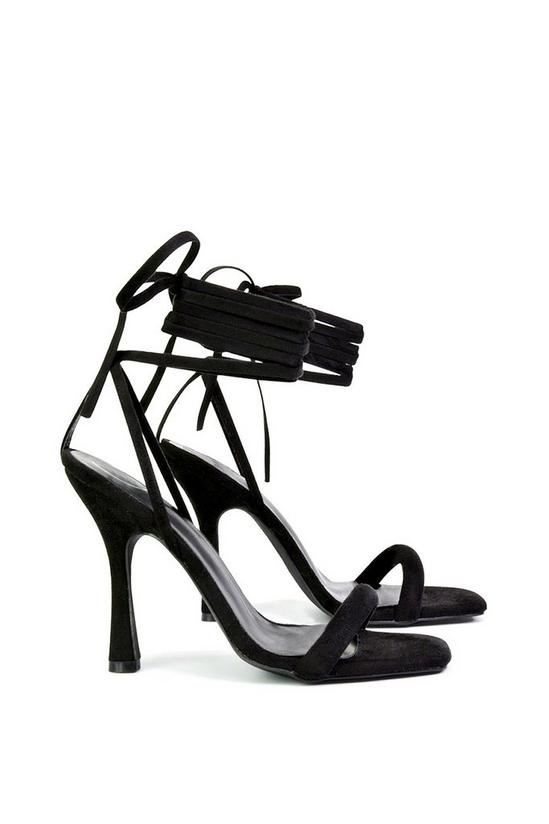 XY London 'Cary' Faux Suede Lace Up Square Toe Strappy Stiletto High Heels 2
