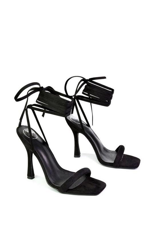 XY London 'Cary' Faux Suede Lace Up Square Toe Strappy Stiletto High Heels 4