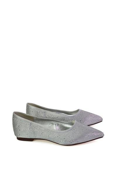 'Marshall' Bridal Shoes Flat Pointed Toe Sparkly Rhinestones Ballerina