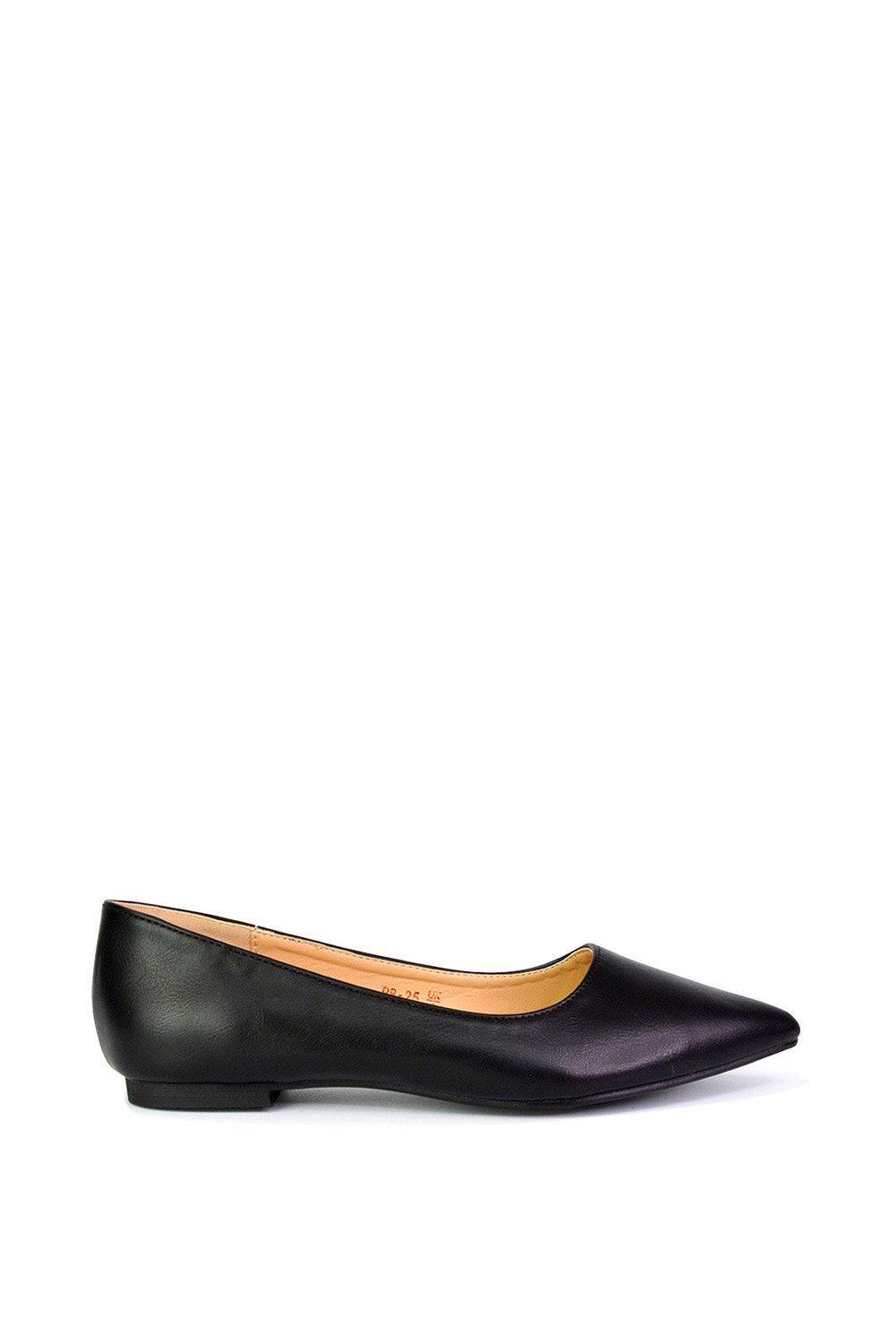 XY London Women's 'Bubbles' Pointed Toe Slip on Flat Ballerina Pump Shoes|Size: 5|black